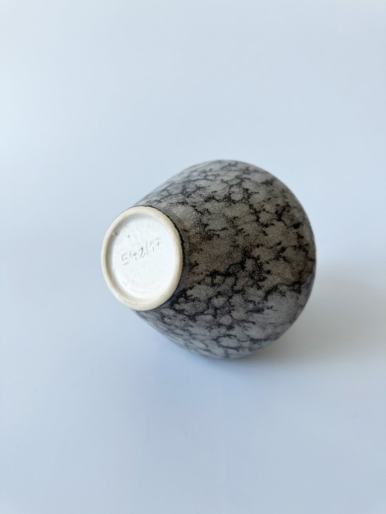 Image 1 of Walter Gerhard Keramik 542/17, Vase Aus Keramik Mit Laufglasur, Asymmetrische Öffnung, Mid Century, West Germany 