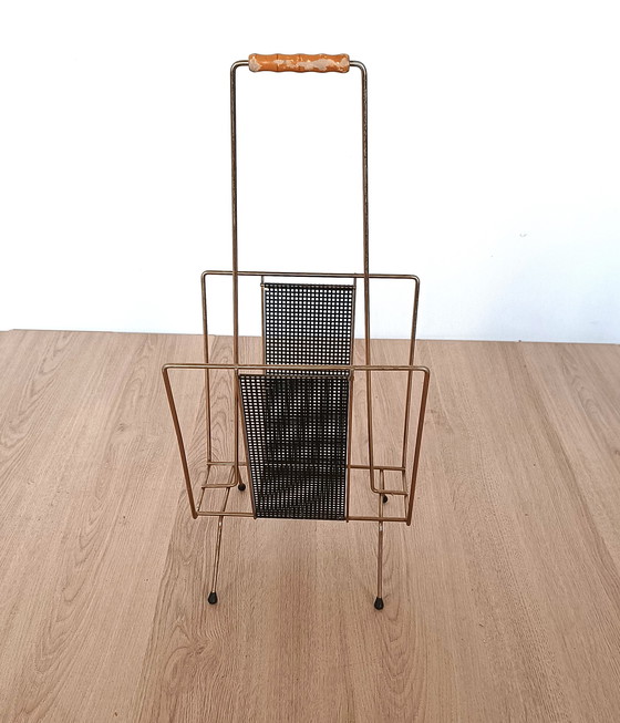 Image 1 of Mid century reading tray schwarzes Metall und Messing