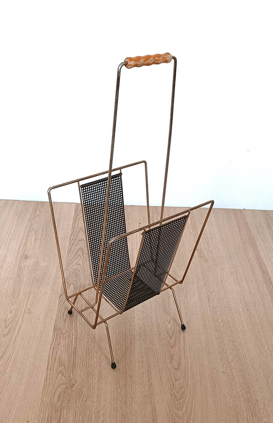 Image 1 of Mid century reading tray schwarzes Metall und Messing