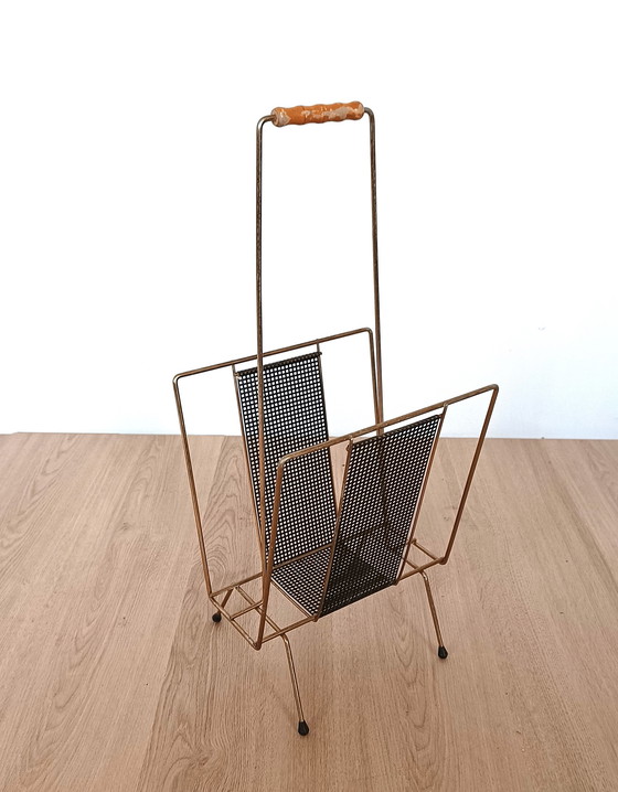 Image 1 of Mid century reading tray schwarzes Metall und Messing