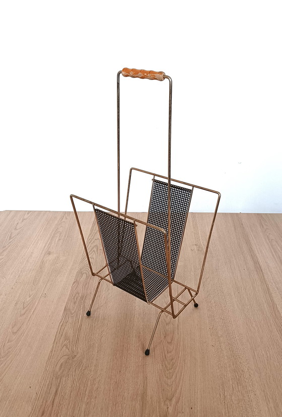 Image 1 of Mid century reading tray schwarzes Metall und Messing