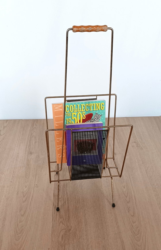 Image 1 of Mid century reading tray schwarzes Metall und Messing