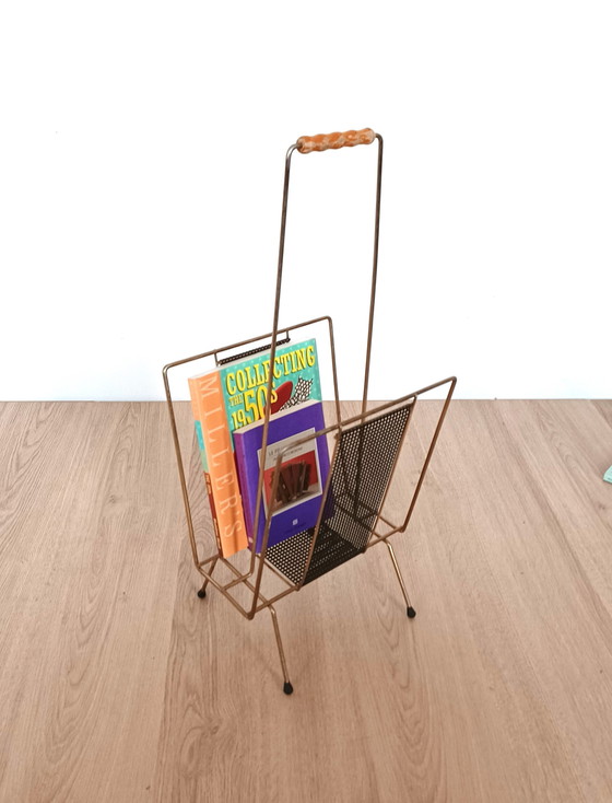 Image 1 of Mid century reading tray schwarzes Metall und Messing