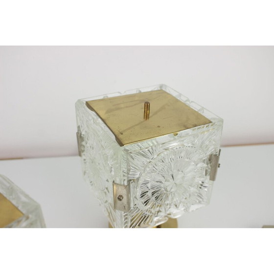 Image 1 of Paar alte Lampen aus Metall und Glas von Kamenický Šenov für Preciosa, Tschechoslowakei 1970