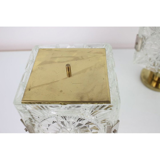 Image 1 of Paar alte Lampen aus Metall und Glas von Kamenický Šenov für Preciosa, Tschechoslowakei 1970