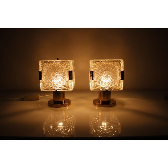 Image 1 of Paar alte Lampen aus Metall und Glas von Kamenický Šenov für Preciosa, Tschechoslowakei 1970