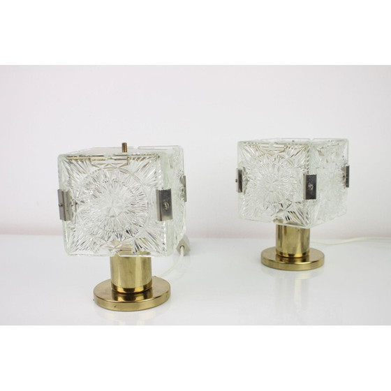 Image 1 of Paar alte Lampen aus Metall und Glas von Kamenický Šenov für Preciosa, Tschechoslowakei 1970