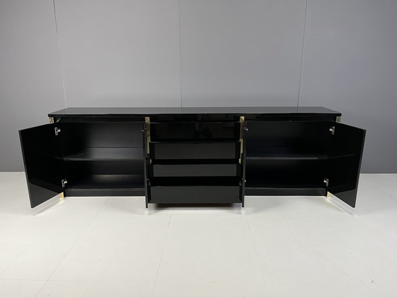 Image 1 of Schwarz lackiertes Vintage-Sideboard, 1980er Jahre