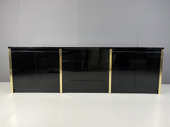 Image 1 of Schwarz lackiertes Vintage-Sideboard, 1980er Jahre