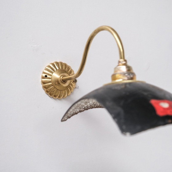 Image 1 of Vintage Quecksilber reflektierendes Glas und Messing Wandlampen, England