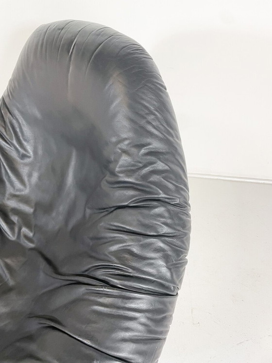 Image 1 of Mid-Century Modern Rodica Lounge Chair und Ottoman von Mario Brunu für Comfort Italien, 1970er - Original Leder