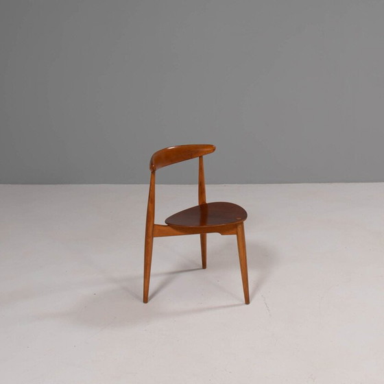 Image 1 of Vintage FH4103 Herzstuhl aus Buche und Teakholz von Hans Wegner für Fritz Hansen, 1950er Jahre