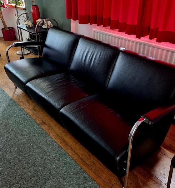 Image 1 of Leolux Scylla 3-Sitzer-Sofa. Schwarzes Leder.