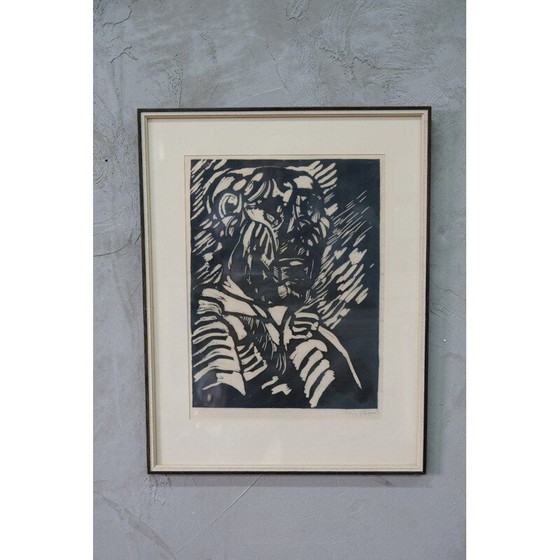 Image 1 of Postmoderner Holzschnitt von Sven Wiig Larsen, Dänemark 1954