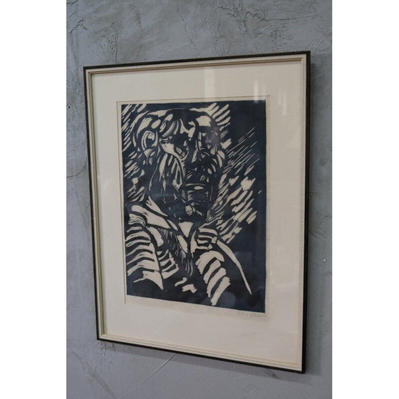 Image 1 of Postmoderner Holzschnitt von Sven Wiig Larsen, Dänemark 1954