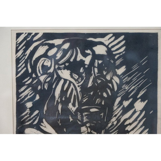 Image 1 of Postmoderner Holzschnitt von Sven Wiig Larsen, Dänemark 1954