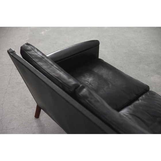 Image 1 of Frühes schwarzes Leder 3-Sitzer Sofa von Kurt Østervig für Centrum Møbler Dänisch 1950s