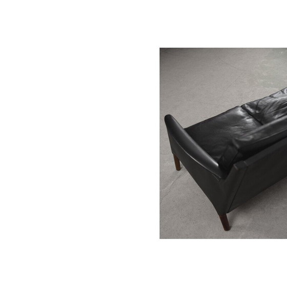 Image 1 of Frühes schwarzes Leder 3-Sitzer Sofa von Kurt Østervig für Centrum Møbler Dänisch 1950s