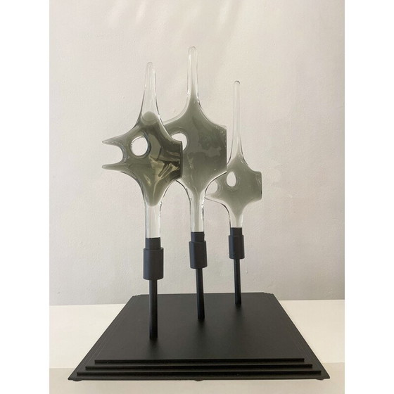 Image 1 of Vintage School of Fish Skulptur aus Glas und Holz von Livio Seguso, 1970er Jahre