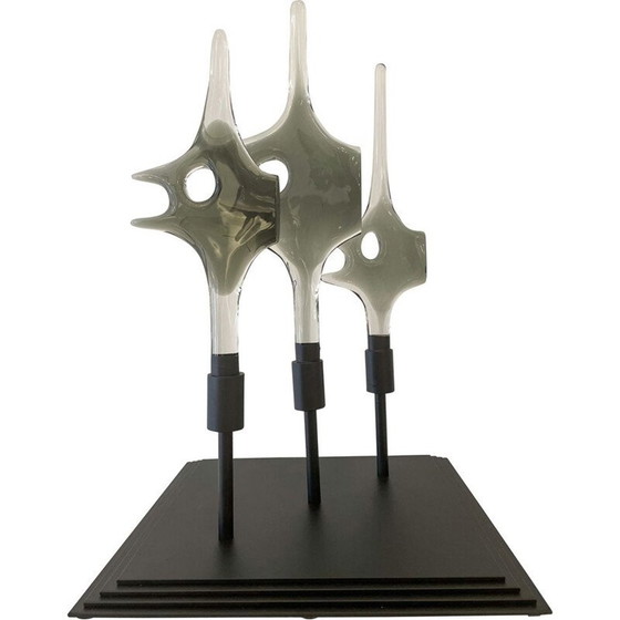 Image 1 of Vintage School of Fish Skulptur aus Glas und Holz von Livio Seguso, 1970er Jahre