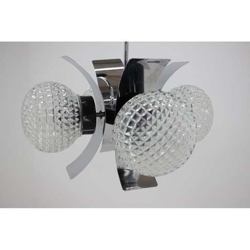 Vintage-Kronleuchter für Elektroinstala Děčín aus Glas und Metall 1970