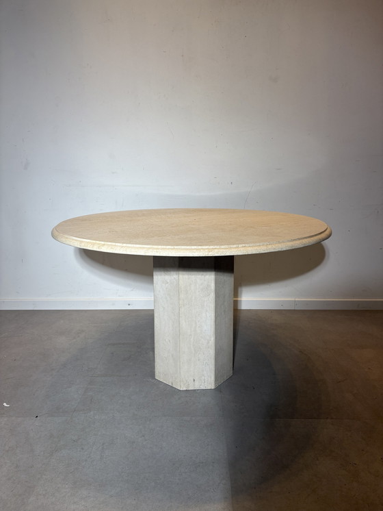 Image 1 of Vintage Travertine Dining Table