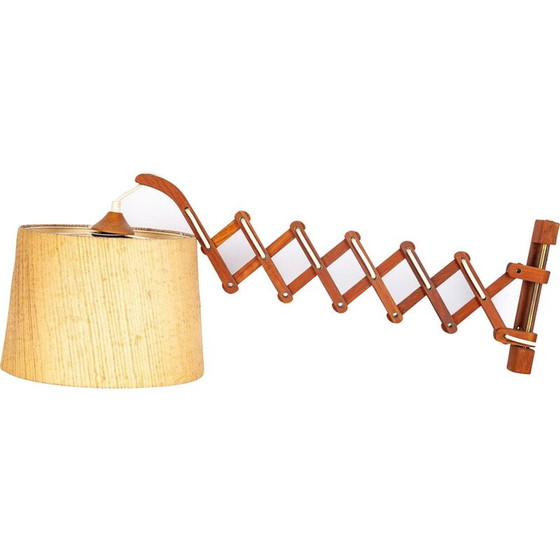 Image 1 of Vintage Teakholz und Stoff Klammerlampe, Dänemark 1960