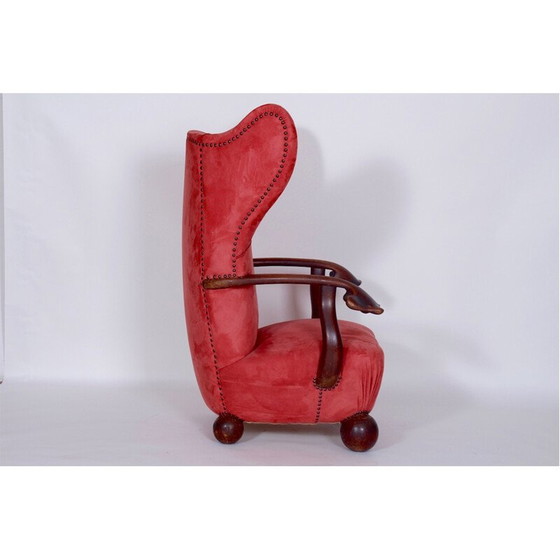 Image 1 of Außergewöhnlicher roter Vintage-Sessel - 1930er Jahre