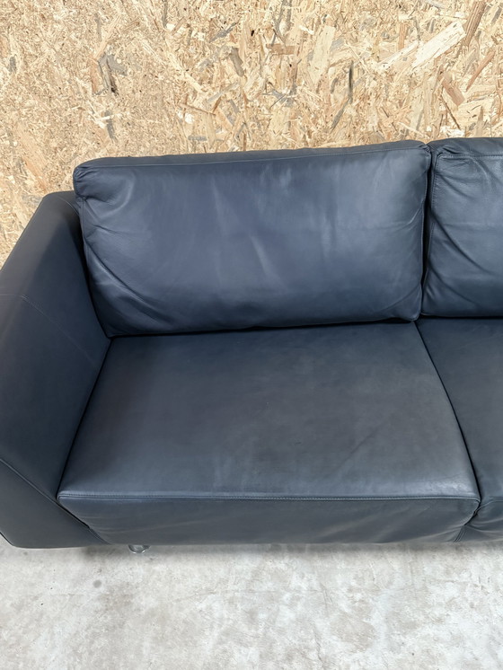 Image 1 of Molinari Blau Leder 3-Sitzer Sofa