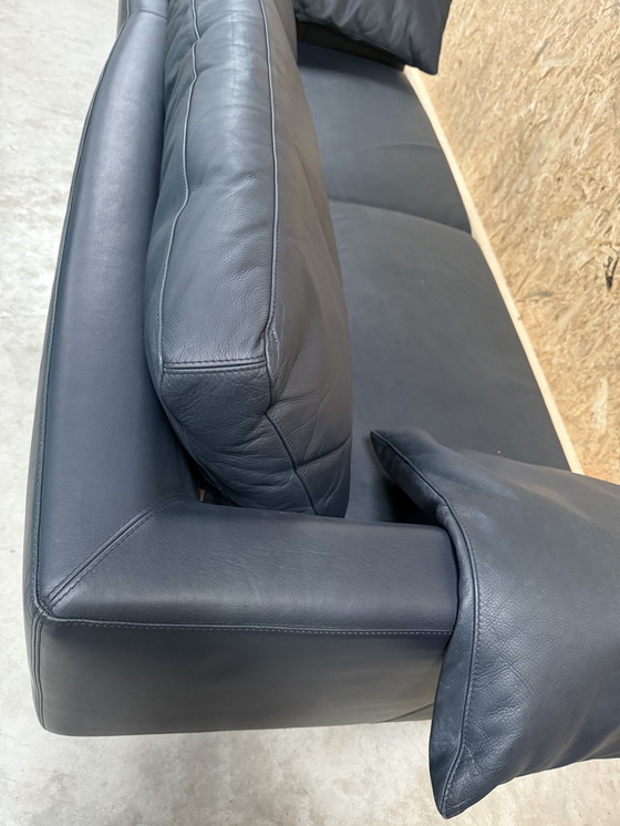 Image 1 of Molinari Blau Leder 3-Sitzer Sofa