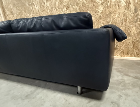 Image 1 of Molinari Blau Leder 3-Sitzer Sofa