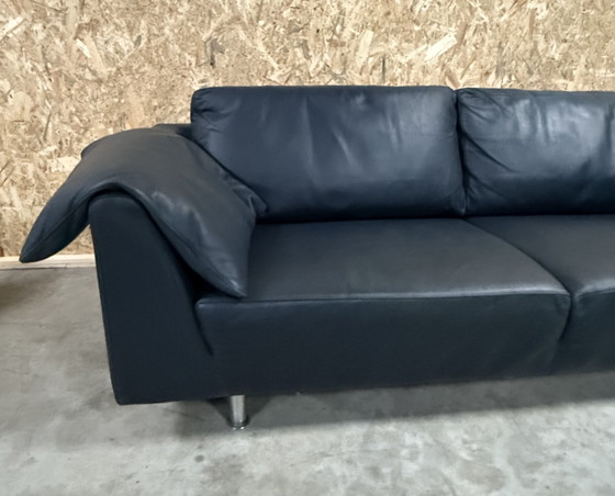 Image 1 of Molinari Blau Leder 3-Sitzer Sofa