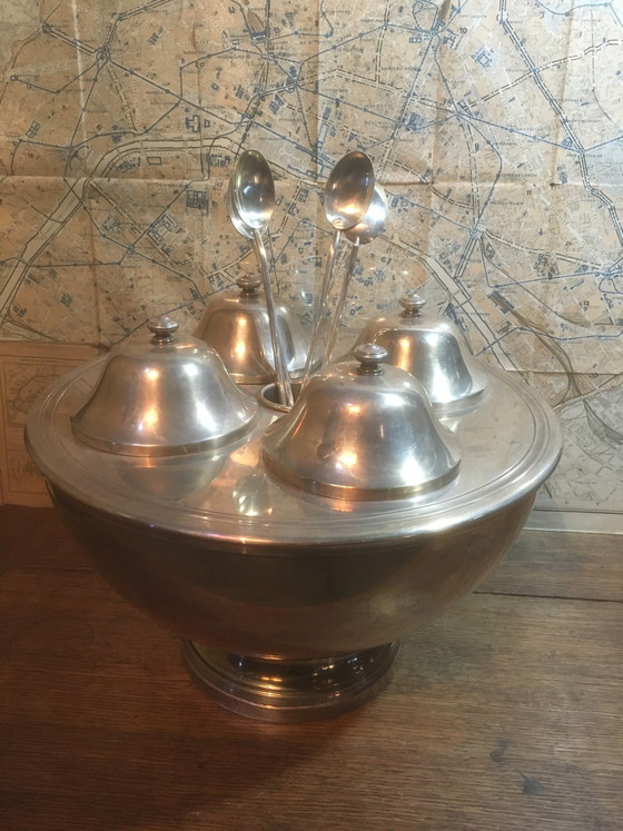 Image 1 of Vintage-Eisdiele aus versilbertem Metall, 1980er Jahre