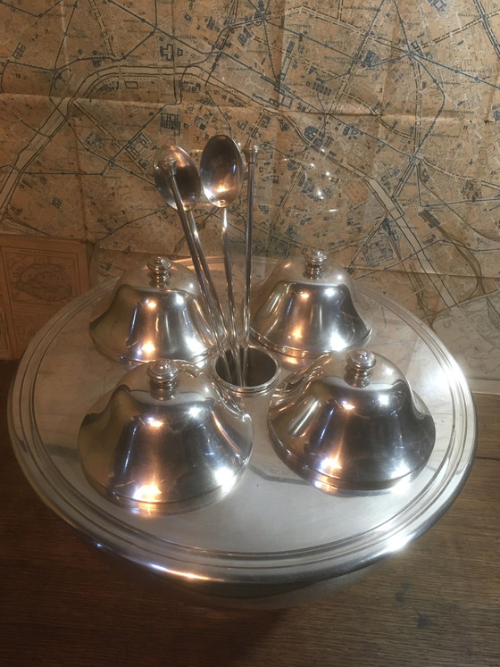 Image 1 of Vintage-Eisdiele aus versilbertem Metall, 1980er Jahre