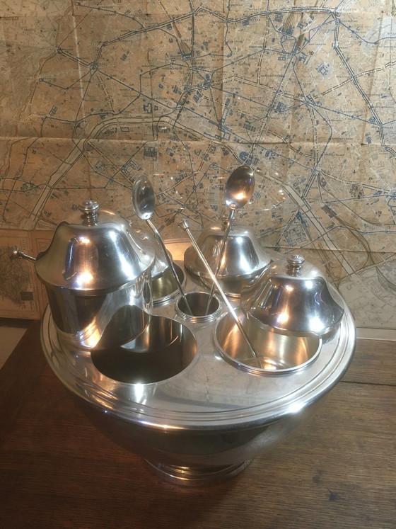 Image 1 of Vintage-Eisdiele aus versilbertem Metall, 1980er Jahre