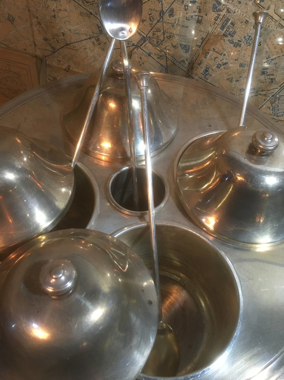 Image 1 of Vintage-Eisdiele aus versilbertem Metall, 1980er Jahre