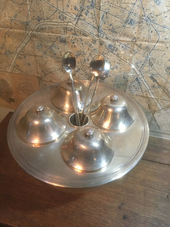 Image 1 of Vintage-Eisdiele aus versilbertem Metall, 1980er Jahre