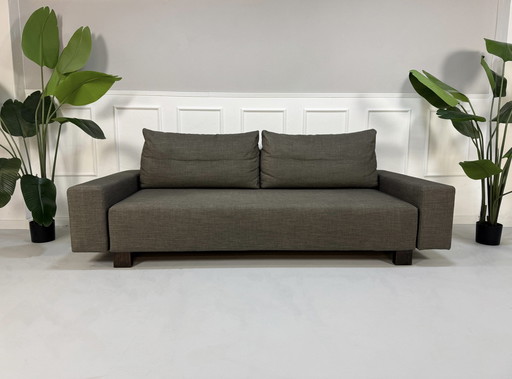 Signet Designer Sofa Stoff Grau Braun Schlaffunktion