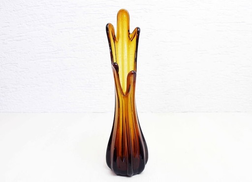 Vintage Vase aus französischem Braunglas