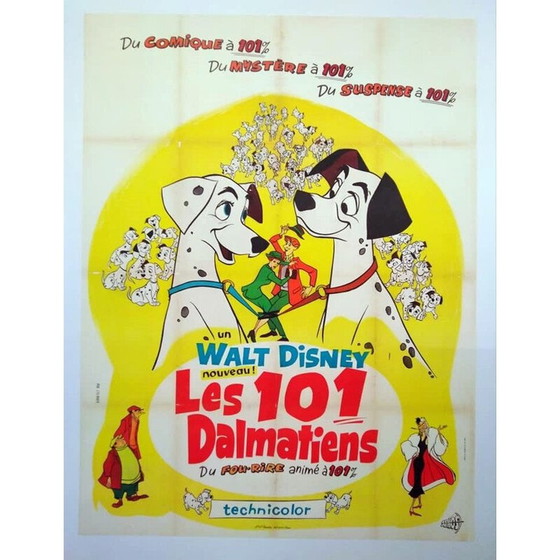 Image 1 of Original Vintage-Poster der einhundertundein Dalmatiner Disney, 1961