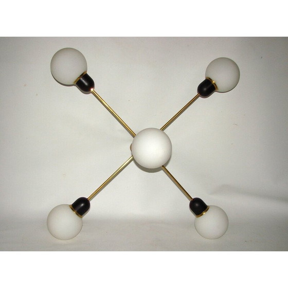 Image 1 of Vintage-Kronleuchter aus Messing und Metall, 1960