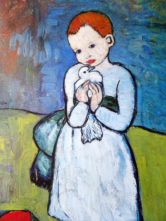 Image 1 of Picasso - Kind mit Taube 1901 - Kunstsammlung Achenbach 1995 - Offsetlithographie