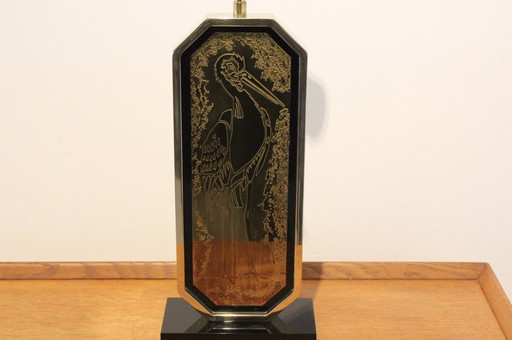 23 Karat vergoldete handgefertigte geätzte Tischlampe von Georges Mathias für M2000 Design