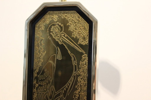 23 Karat vergoldete handgefertigte geätzte Tischlampe von Georges Mathias für M2000 Design