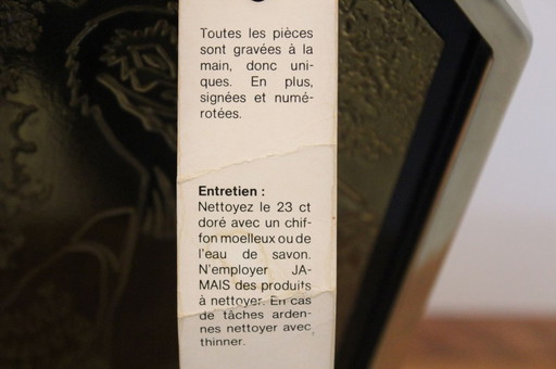 23 Karat vergoldete handgefertigte geätzte Tischlampe von Georges Mathias für M2000 Design