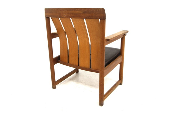 Image 1 of  Sessel Aus Leder Und Eiche, Ferdinand Lundqvist, Schweden, 1960