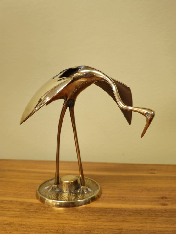 Image 1 of Vintage Messing Vogel Kranich Reiher