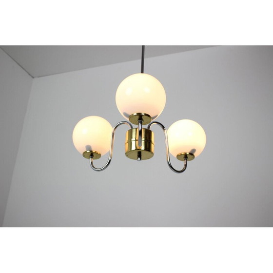 Image 1 of Vintage-Kronleuchter aus Glas und Metall von Lidokov, Tschechoslowakei 1960