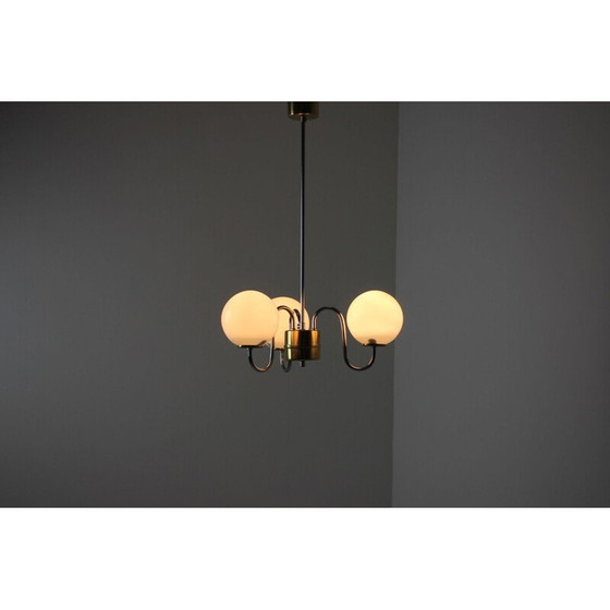 Image 1 of Vintage-Kronleuchter aus Glas und Metall von Lidokov, Tschechoslowakei 1960