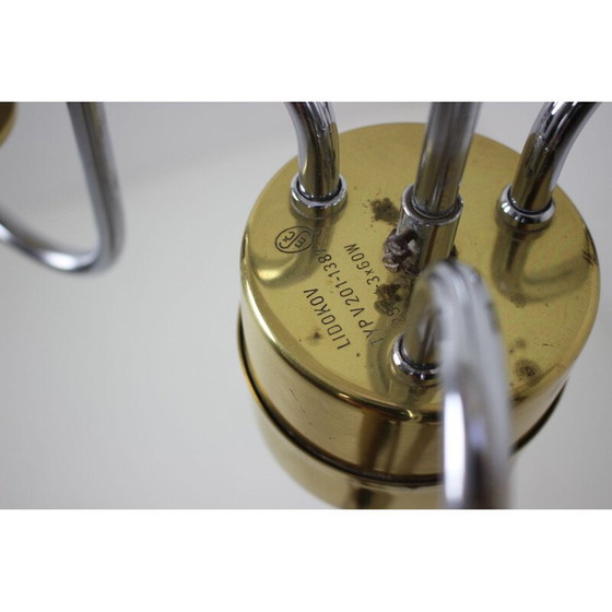 Image 1 of Vintage-Kronleuchter aus Glas und Metall von Lidokov, Tschechoslowakei 1960